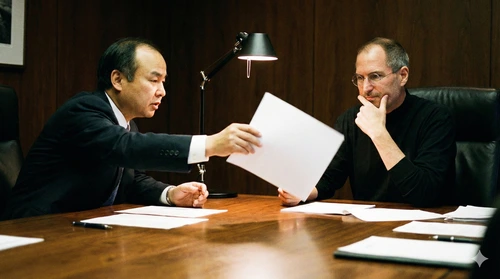 손정의 잡스 미팅하는 모습 