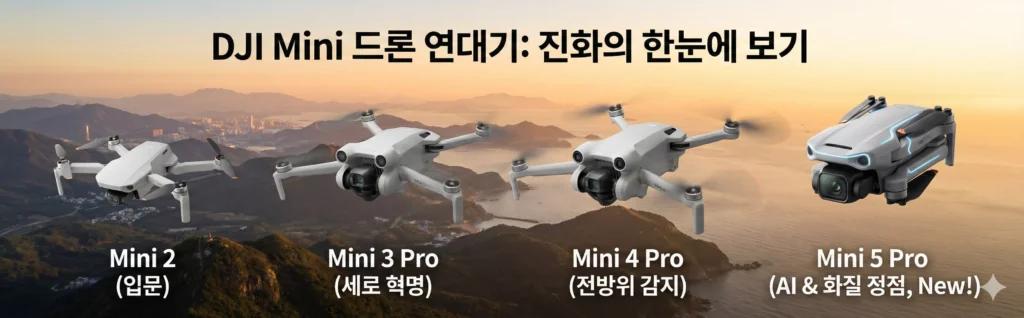 DJI Mini 드론 연대기:진화의 한눈에 보기