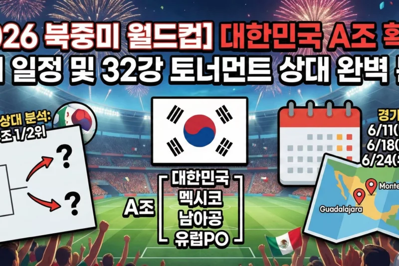 [ 2026 북중미 월드컵 ] 대한민국 A조 확정! 경기 일정 및 32강 토너먼트 상대 완벽 분석