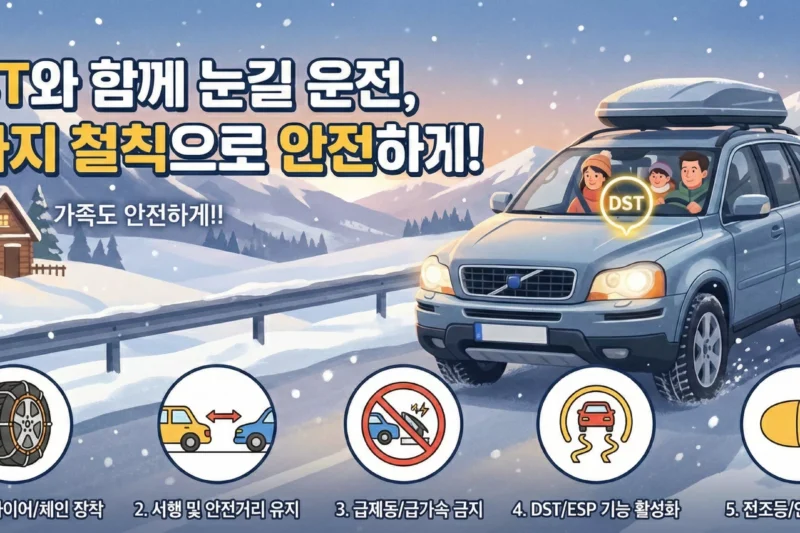DST와 함께 눈길 운전, 5가지 철칙으로 안전하게! 가족도 안전하게!!