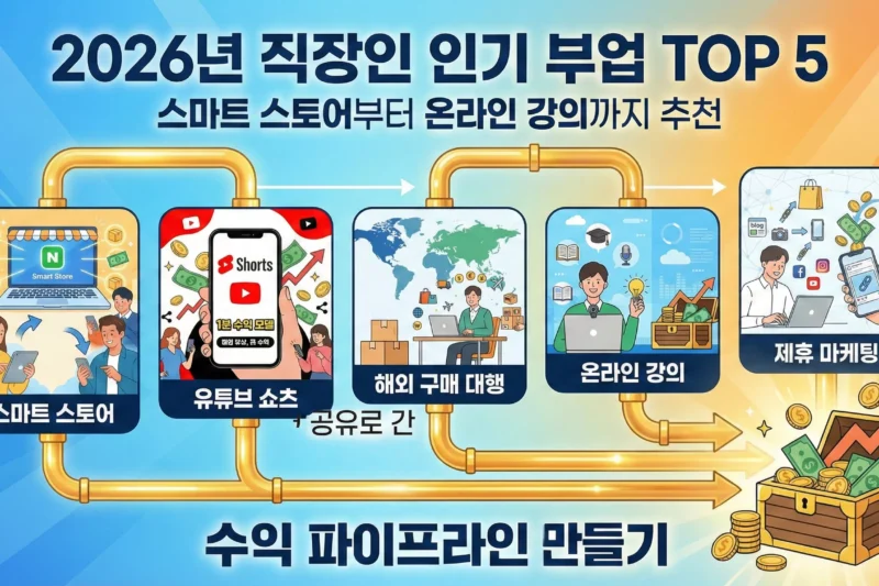 2026년 직장인 인기 부업 TOP 5: 스마트 스토어부터 온라인 강의까지 추천: 수익 파이프라인 만들기