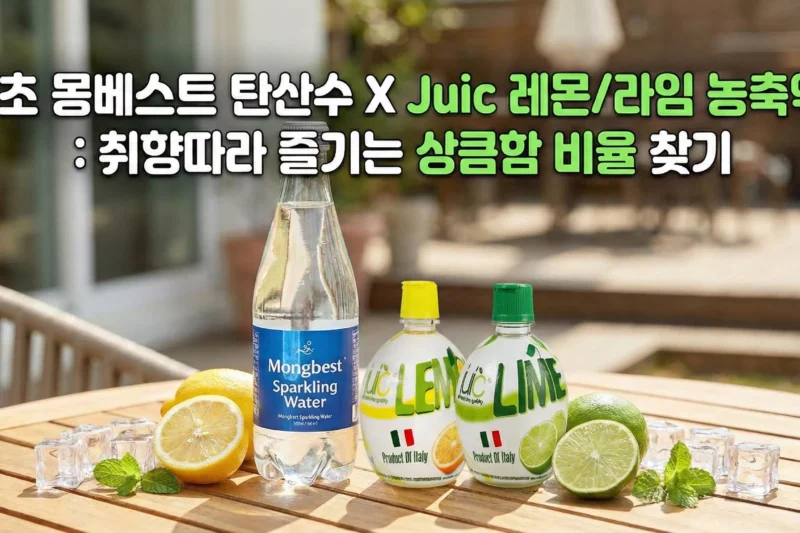 3초 몽베스트 탄산수와 Juic 레몬/라임 농축액 : 취향따라 즐기는 상큼함 비율 찾기
