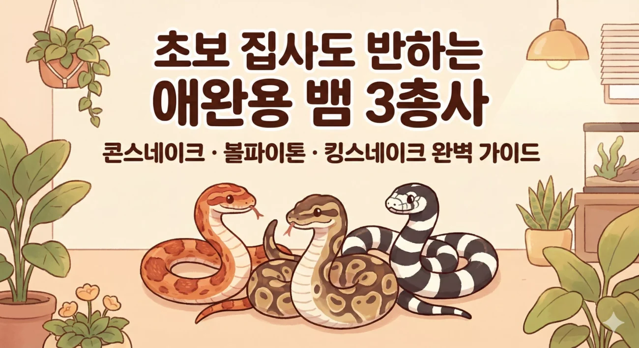애완용 뱀 3총사 콘 스네이크,볼파이톤,킹스네이크