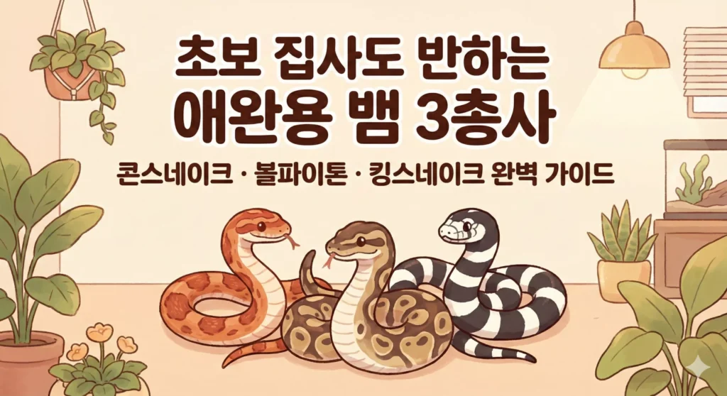 초보 집사도 반하는 애완용 뱀 3총사: 콘스네이크, 볼파이톤, 킹스네이크 완벽 가이드